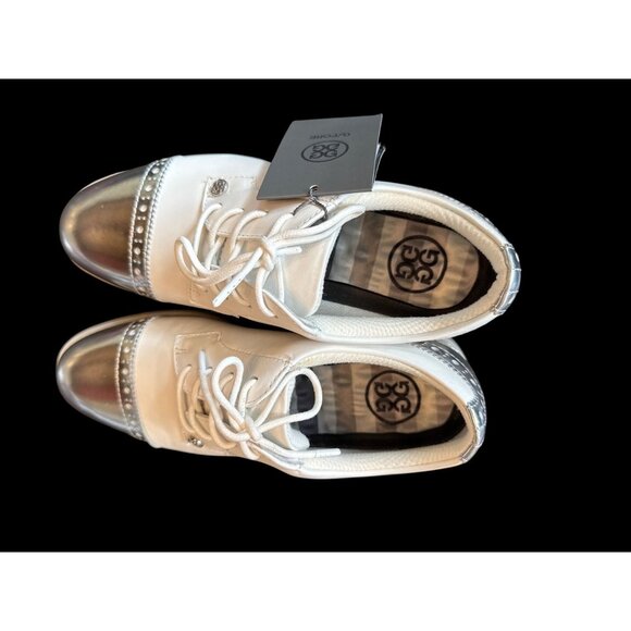 G/Fore Cap Toe Gallivanter Women's Golf Shoes Size 7 US 38 EUR White Silver New - Picture 2 of 7